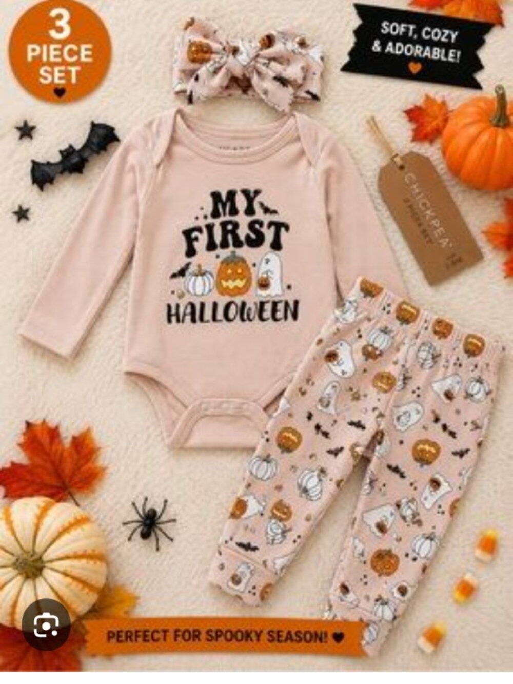 NEW Chick Pea Girl's "My First Halloween" 3 Piece Set 6-9 Month